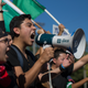 Students from numerous area high schools come together in Mariachi Plaza in Los Angeles on Nov. 14, 2016, before continuing their march to City Hall to protest the upset election of Republican Donald Trump over Democrat Hillary Clinton as U.S. president.
David McNew/Getty Images
